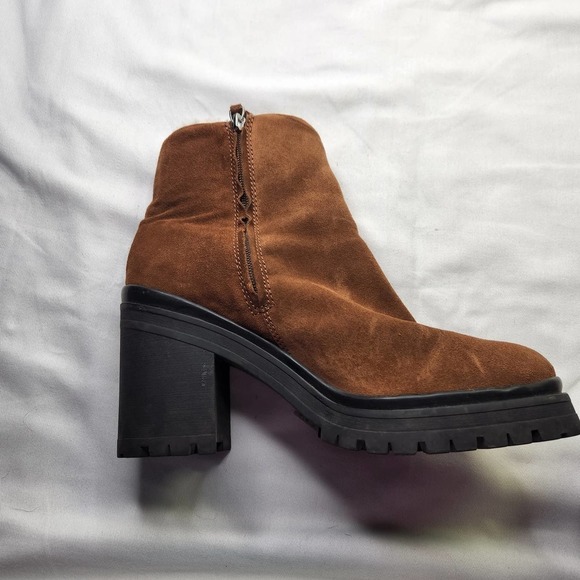 Rebecca Minkoff Milana Suede Booties Shearling Lined Chunky Block Heel Size 10.5 - Picture 6 of 13